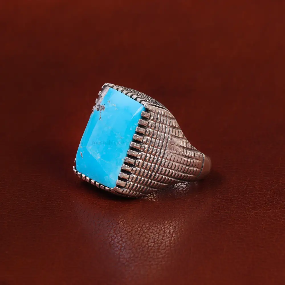 انگشتر فیروزه شجری مردانه کد 22696