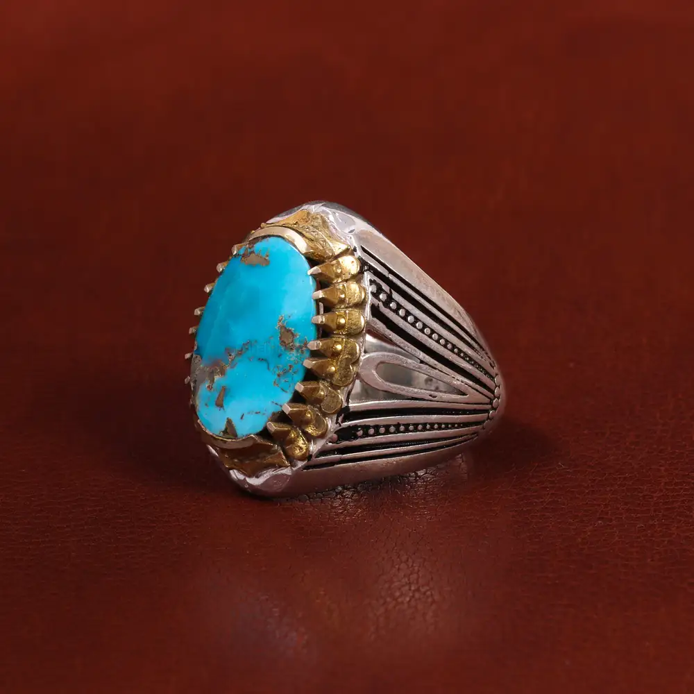 انگشتر فیروزه شجری مردانه کد 22703