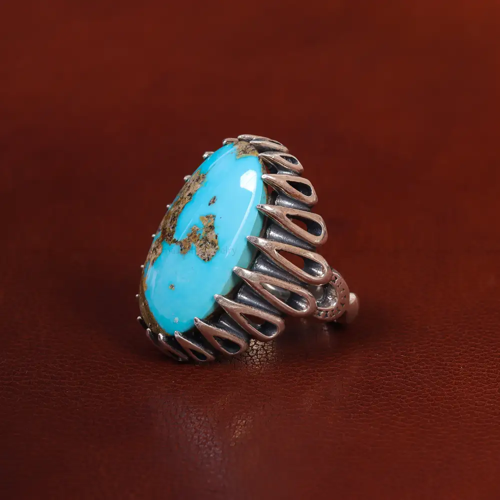 انگشتر فیروزه شجری مردانه کد 22755