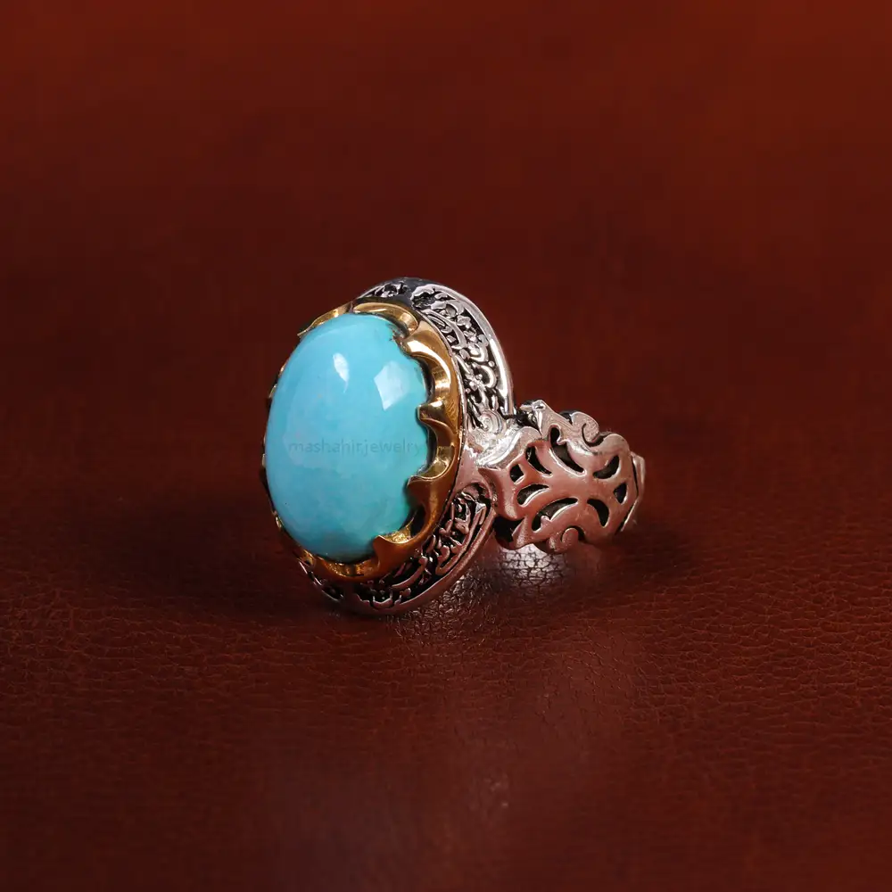 انگشتر فیروزه عجمی مردانه کد 22807