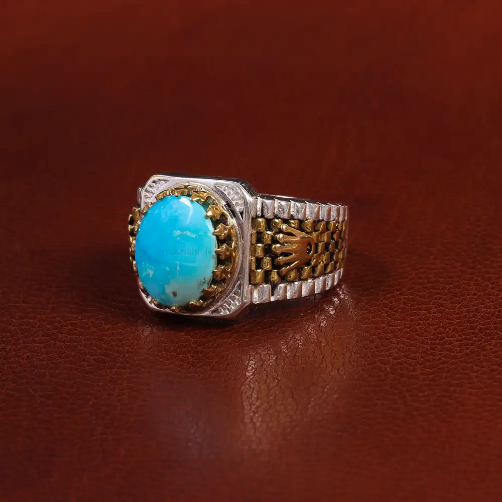 انگشتر فیروزه عجمی مردانه کد 22823