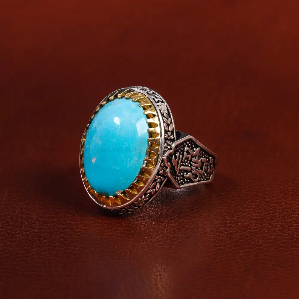 انگشتر فیروزه عجمی مردانه کد 22835