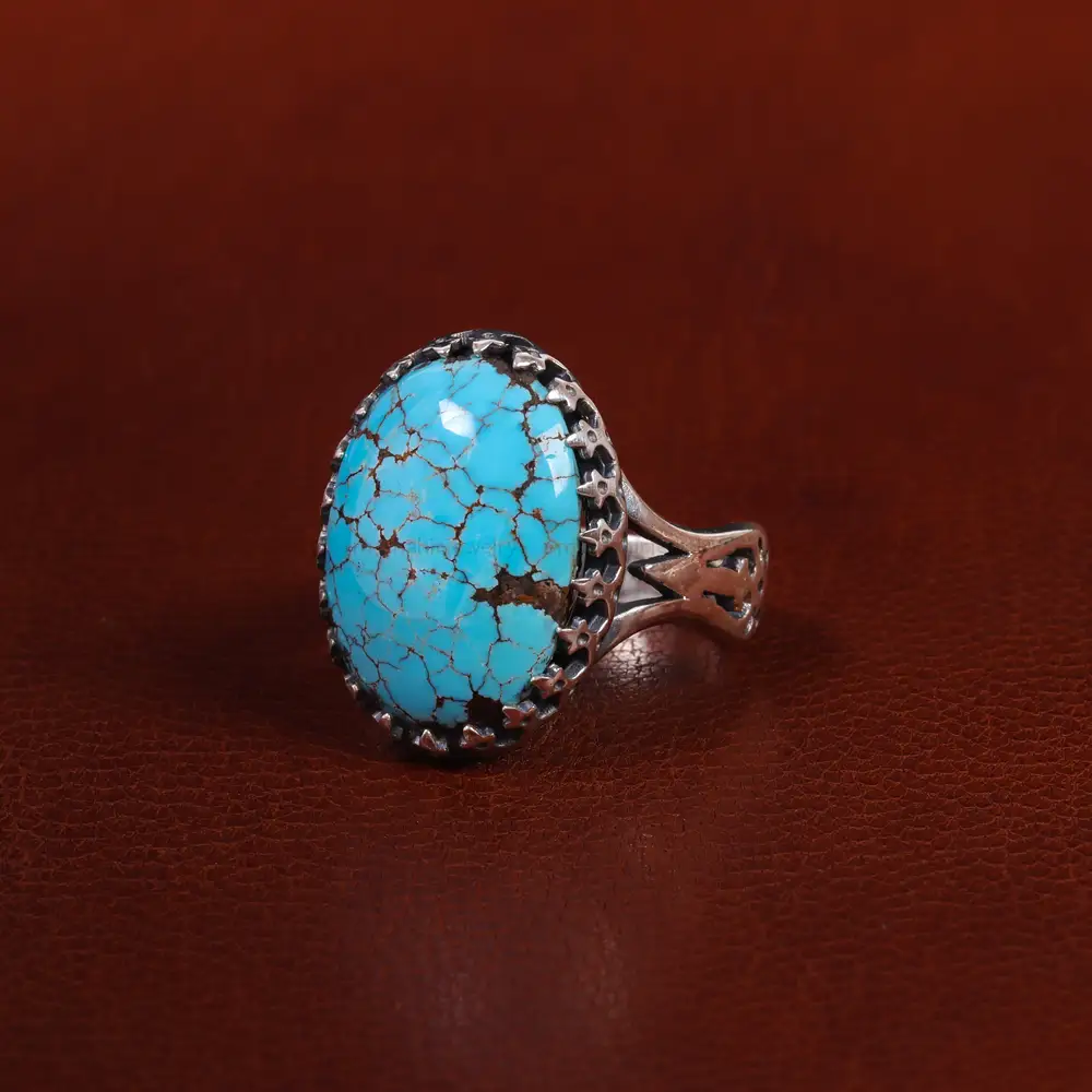 انگشتر فیروزه شجری مردانه کد 22840