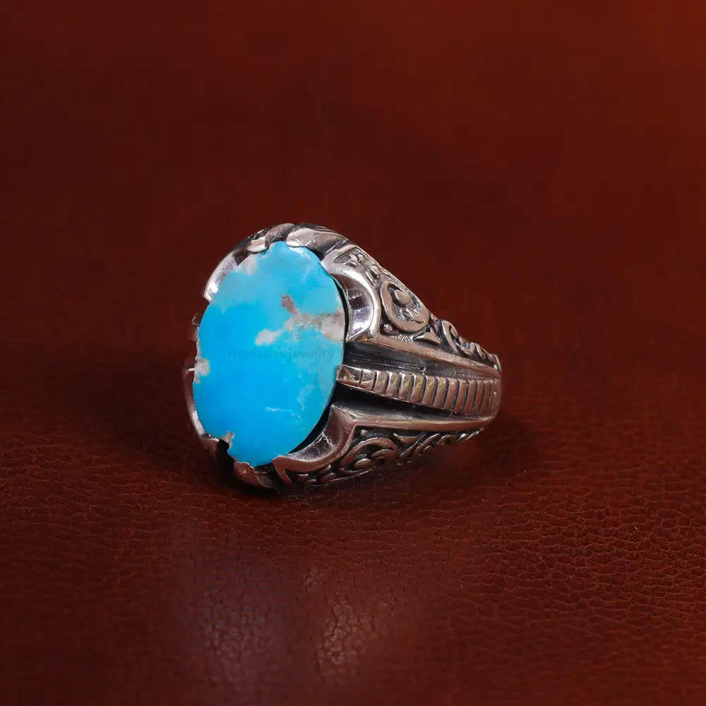 انگشتر فیروزه عجمی مردانه کد 22846