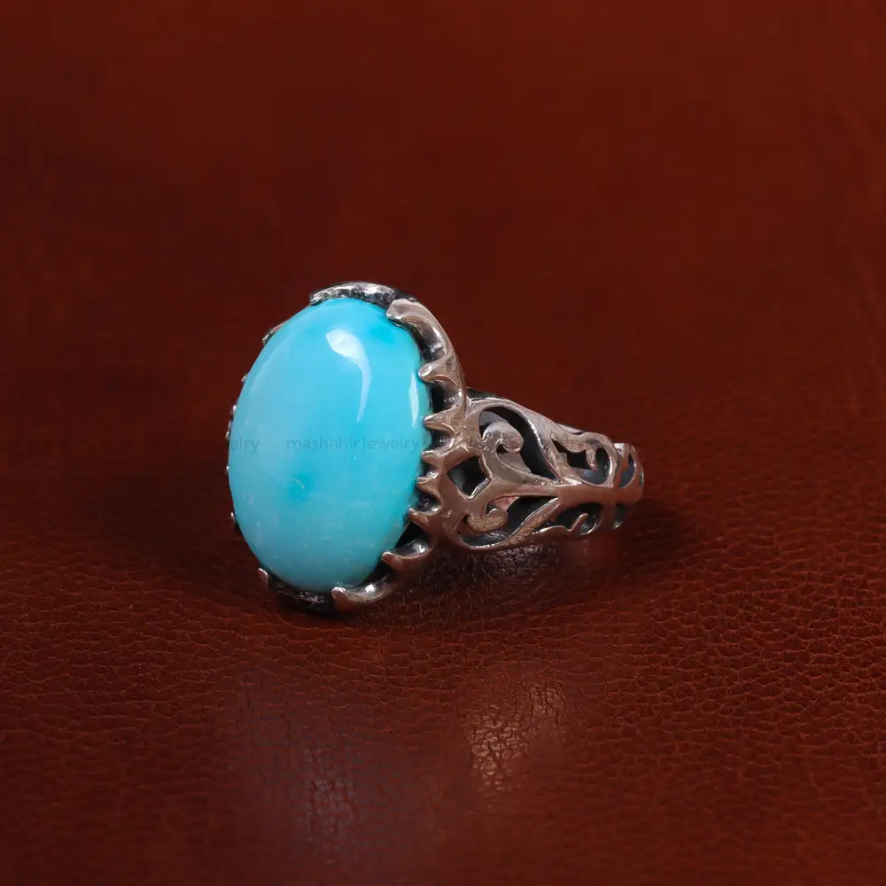 انگشتر فیروزه عجمی مردانه کد 22877