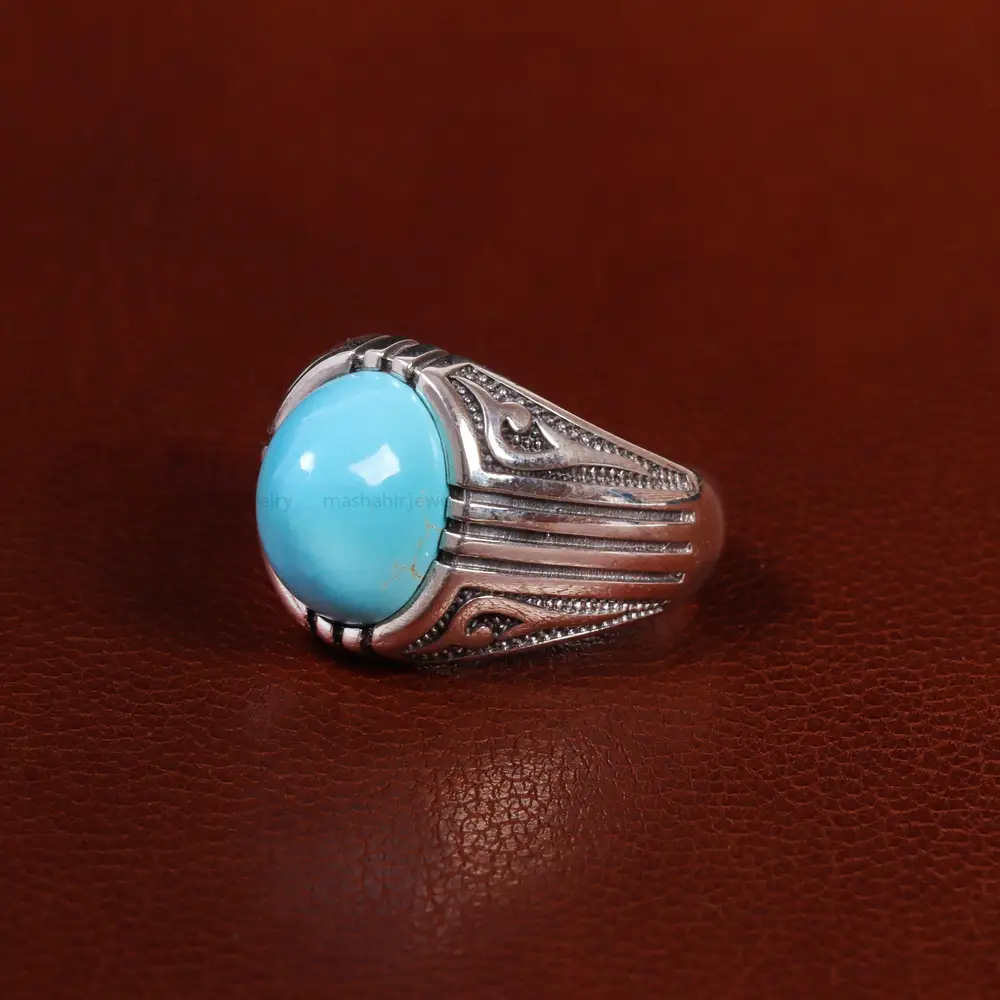 انگشتر فیروزه عجمی مردانه کد 22890