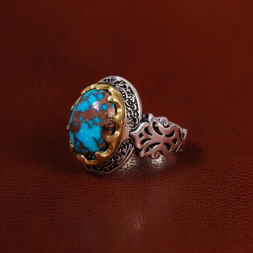 انگشتر فیروزه شجری مردانه کد 22907