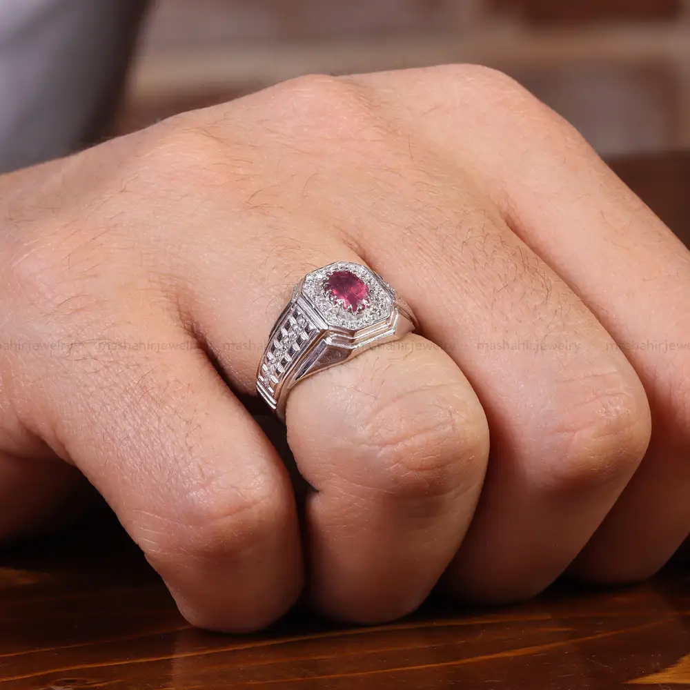 انگشتر یاقوت سرخ مردانه کد 22373