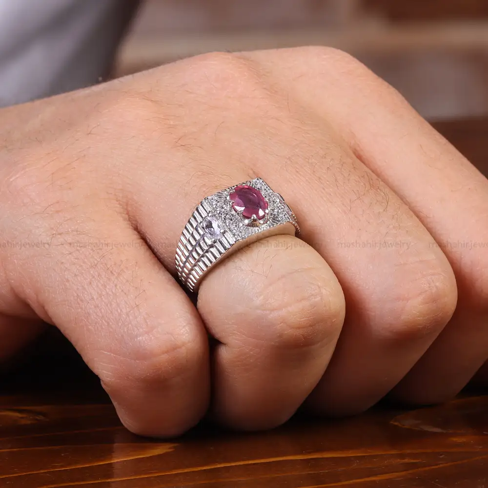 انگشتر یاقوت سرخ مردانه کد 22376