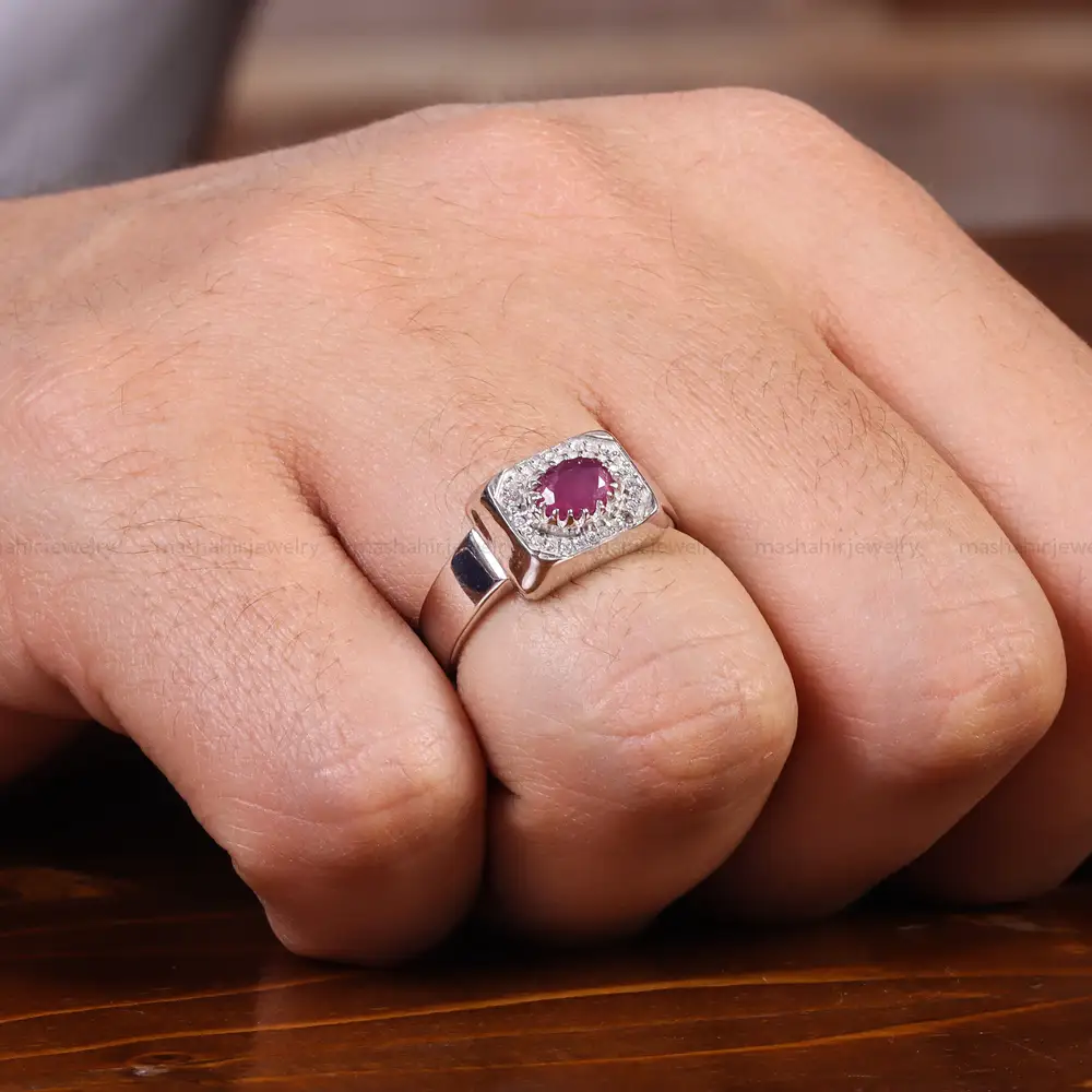 انگشتر یاقوت سرخ مردانه کد 22375