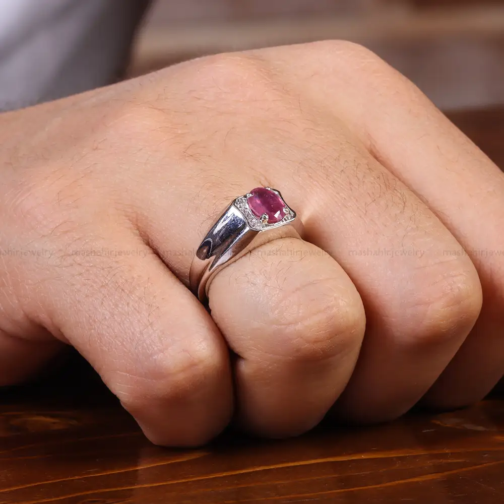 انگشتر یاقوت سرخ مردانه کد 22377