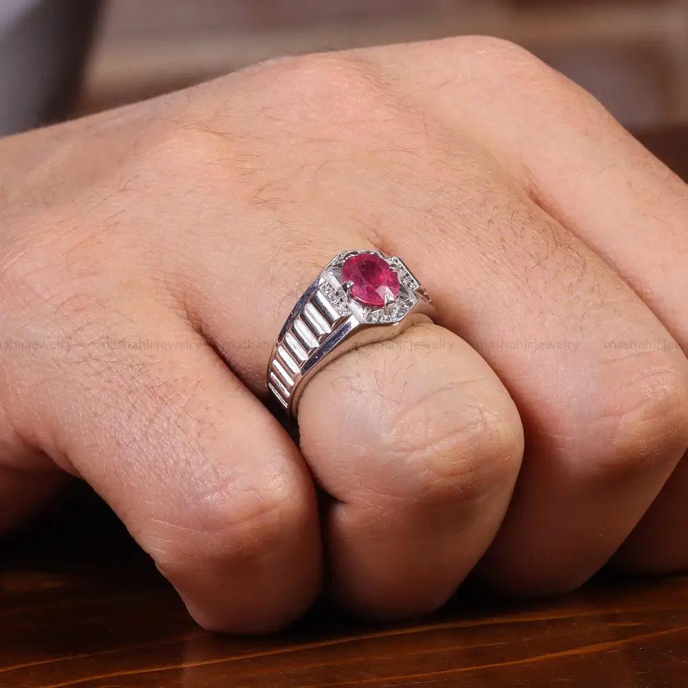 انگشتر یاقوت سرخ مردانه کد 22380