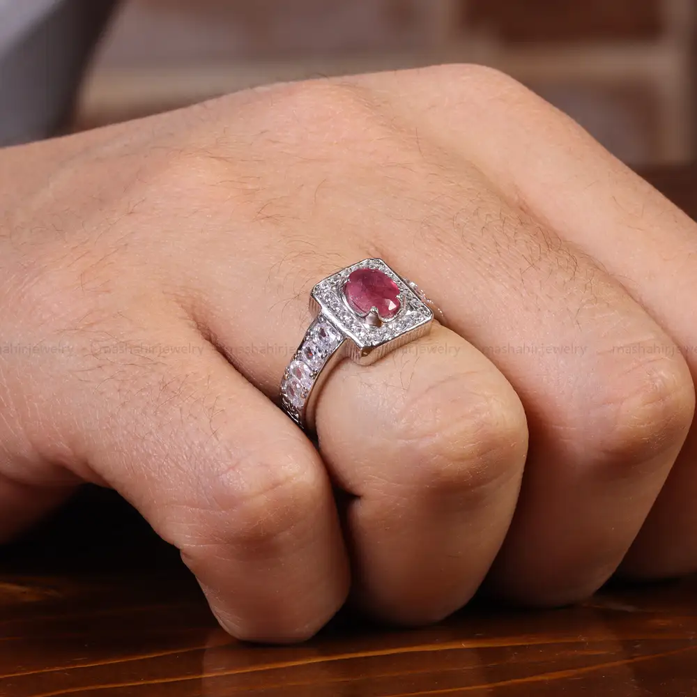 انگشتر یاقوت سرخ مردانه کد 22382