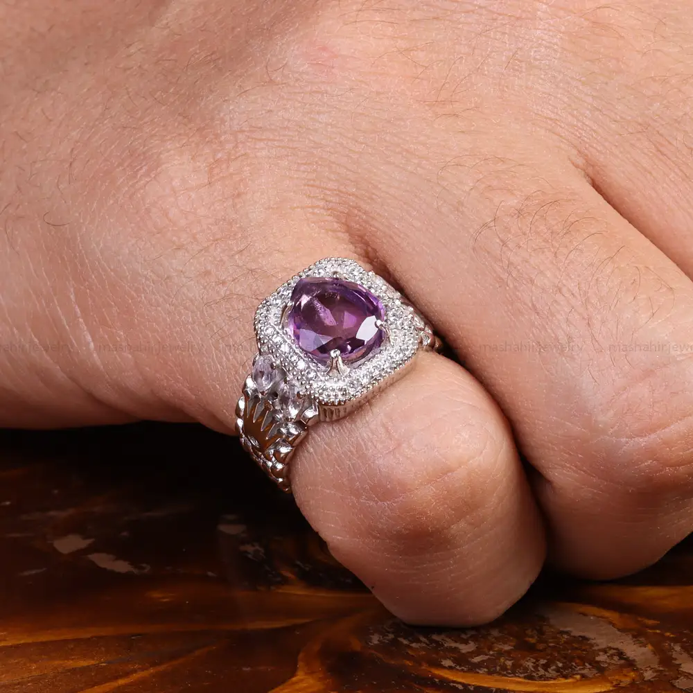 انگشتر آمیتیست مردانه کد 22390