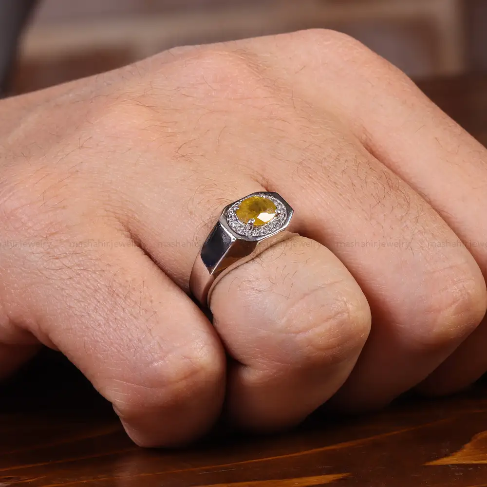 انگشتر یاقوت زرد مردانه کد 22393
