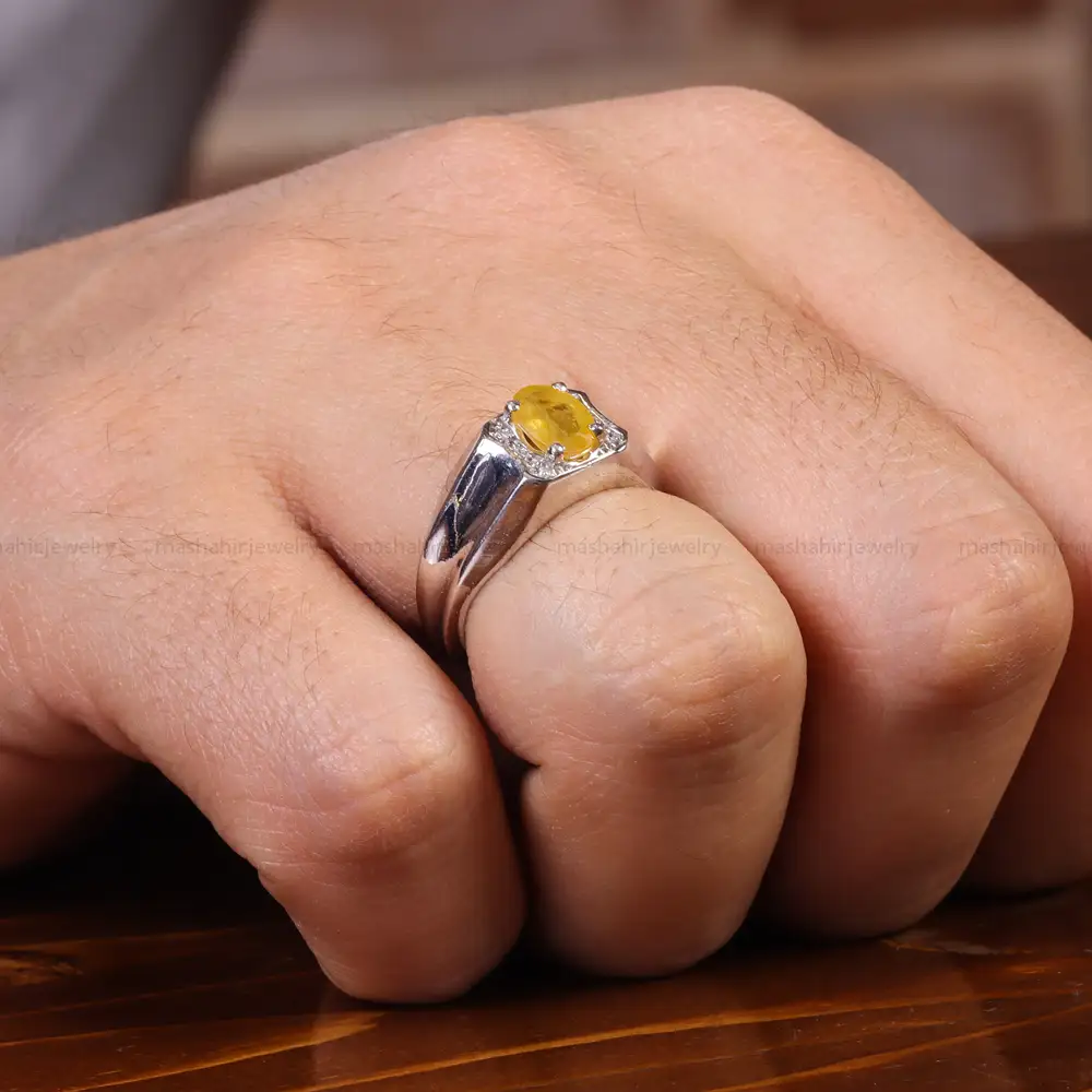 انگشتر یاقوت زرد مردانه کد 22394
