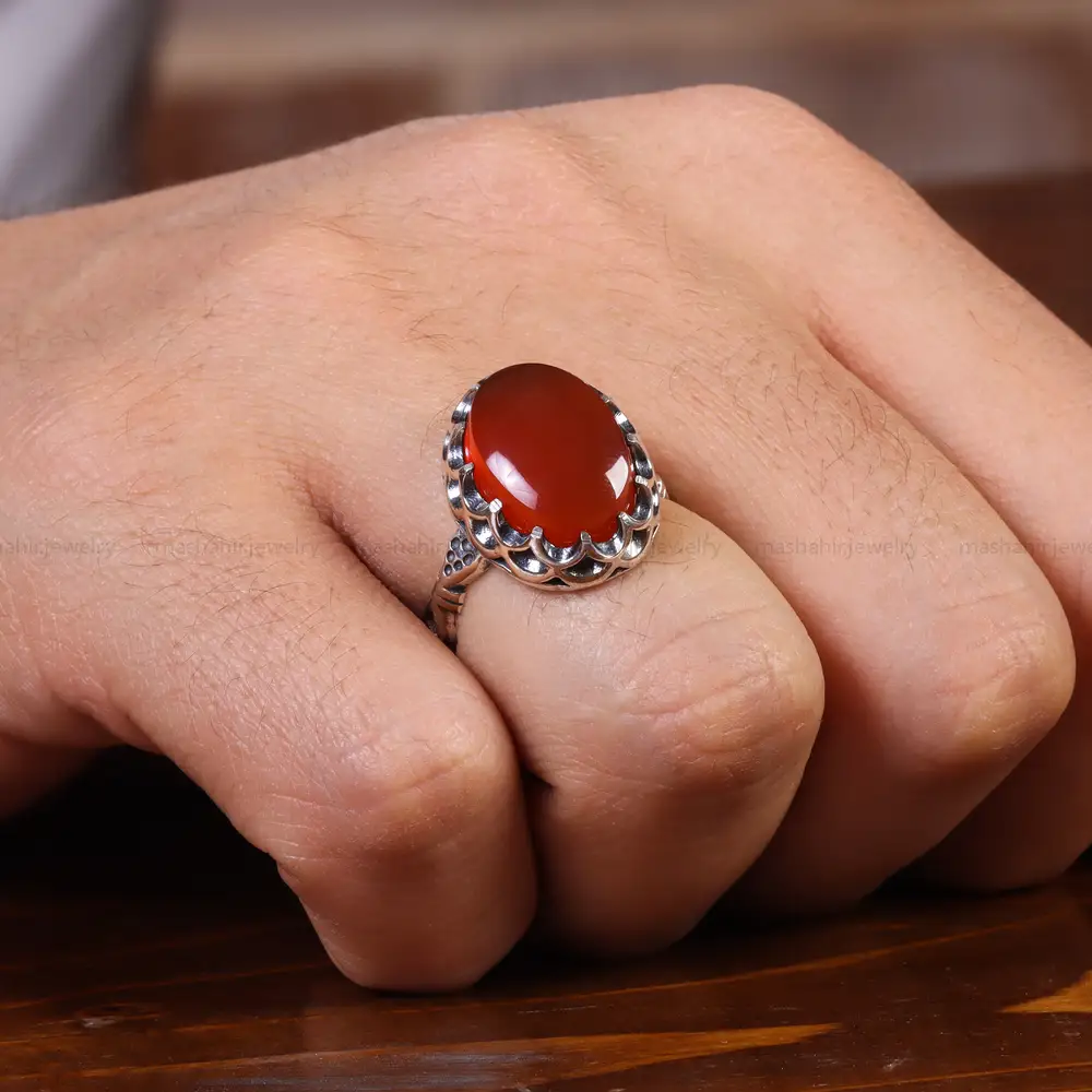 انگشتر عقیق یمن مردانه کد 22398