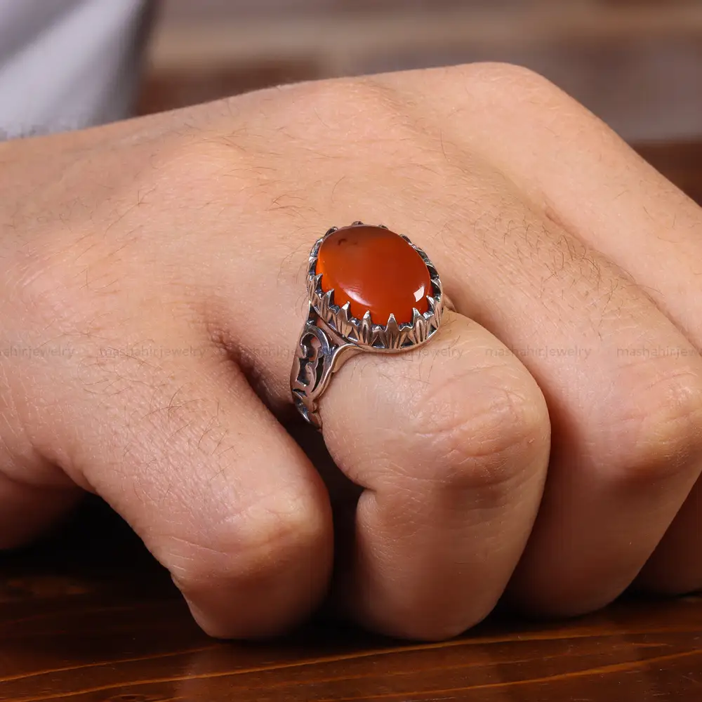 انگشتر عقیق یمن مردانه کد 22400