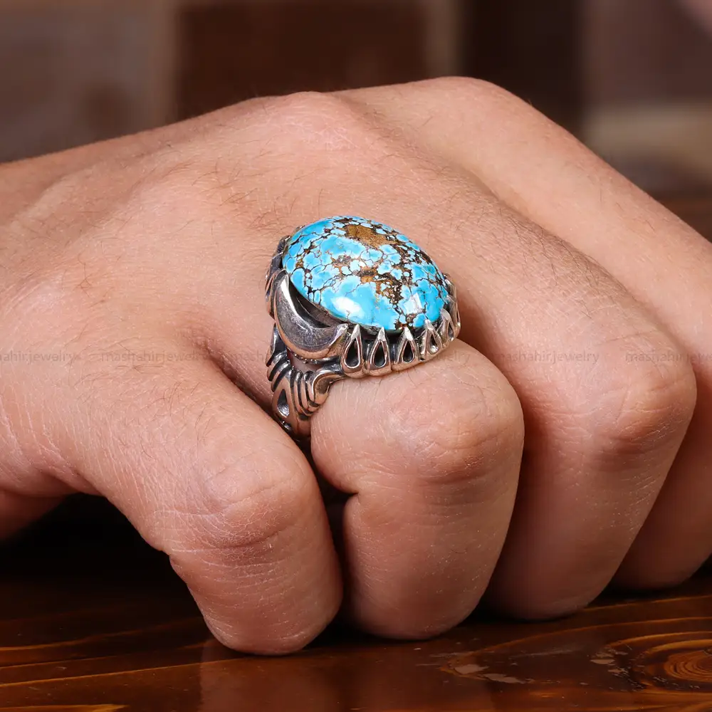 انگشتر فیروزه شجری مردانه کد 22674