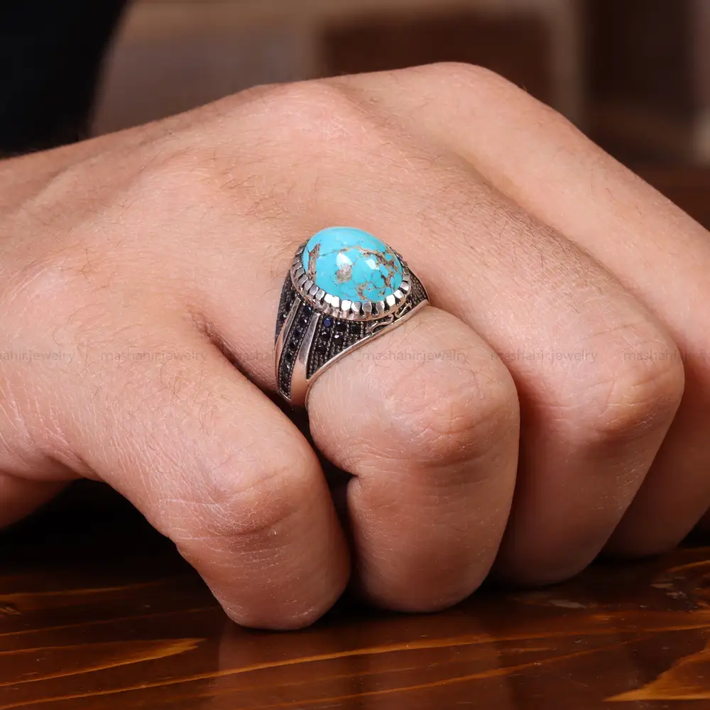 انگشتر فیروزه شجری مردانه کد 22685
