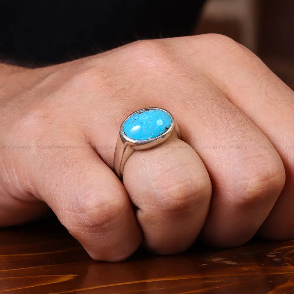انگشتر فیروزه شجری مردانه کد 22687