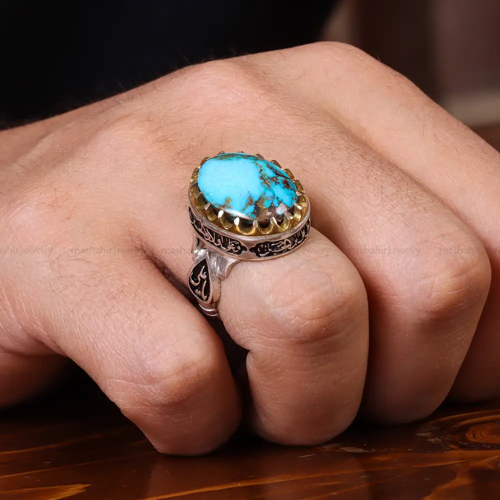 انگشتر فیروزه شجری مردانه کد 22692