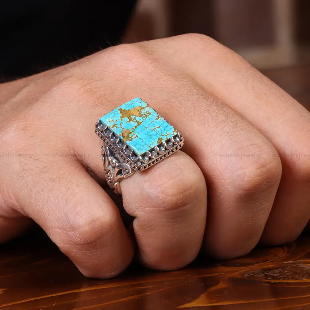 انگشتر فیروزه شجری مردانه کد 22694
