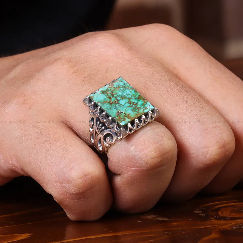 انگشتر فیروزه شجری مردانه کد 22698