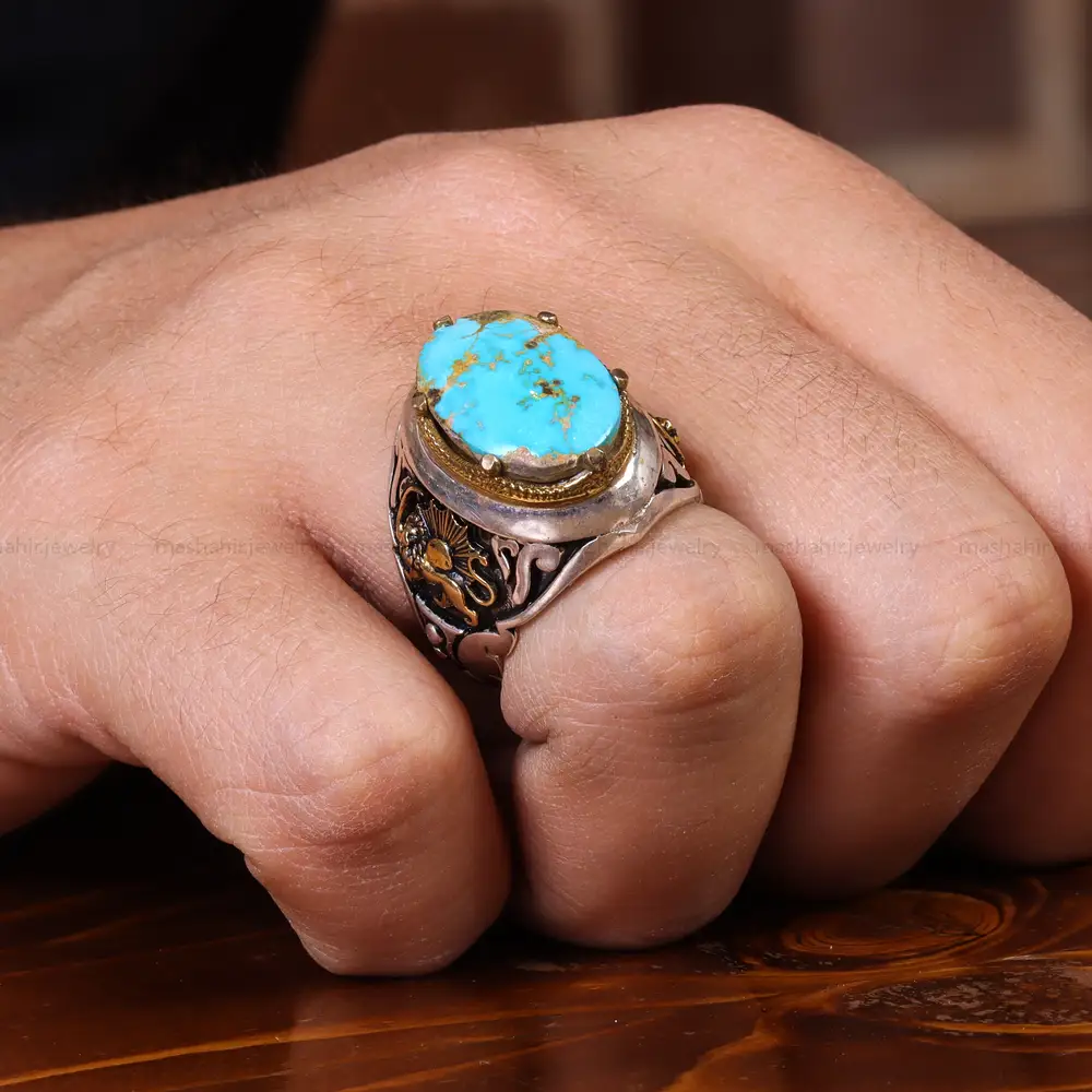 انگشتر فیروزه شجری مردانه کد 22707