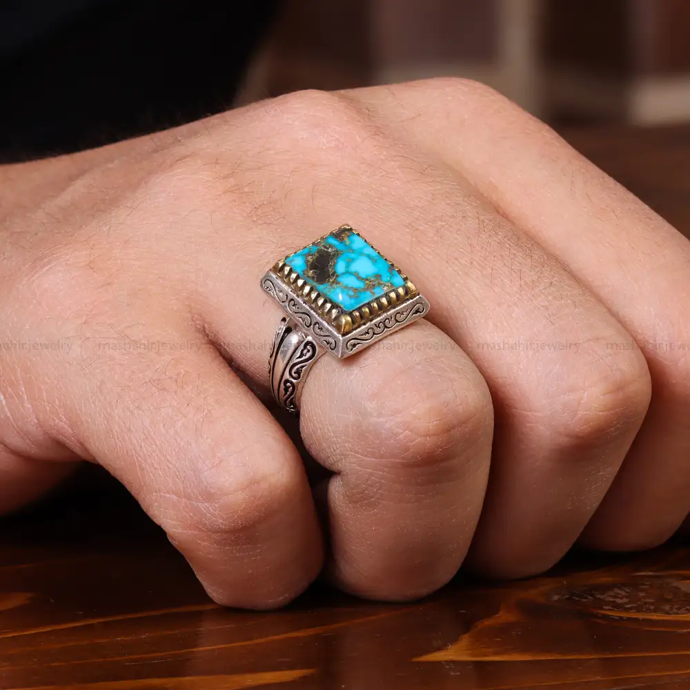 انگشتر فیروزه شجری مردانه کد 22720