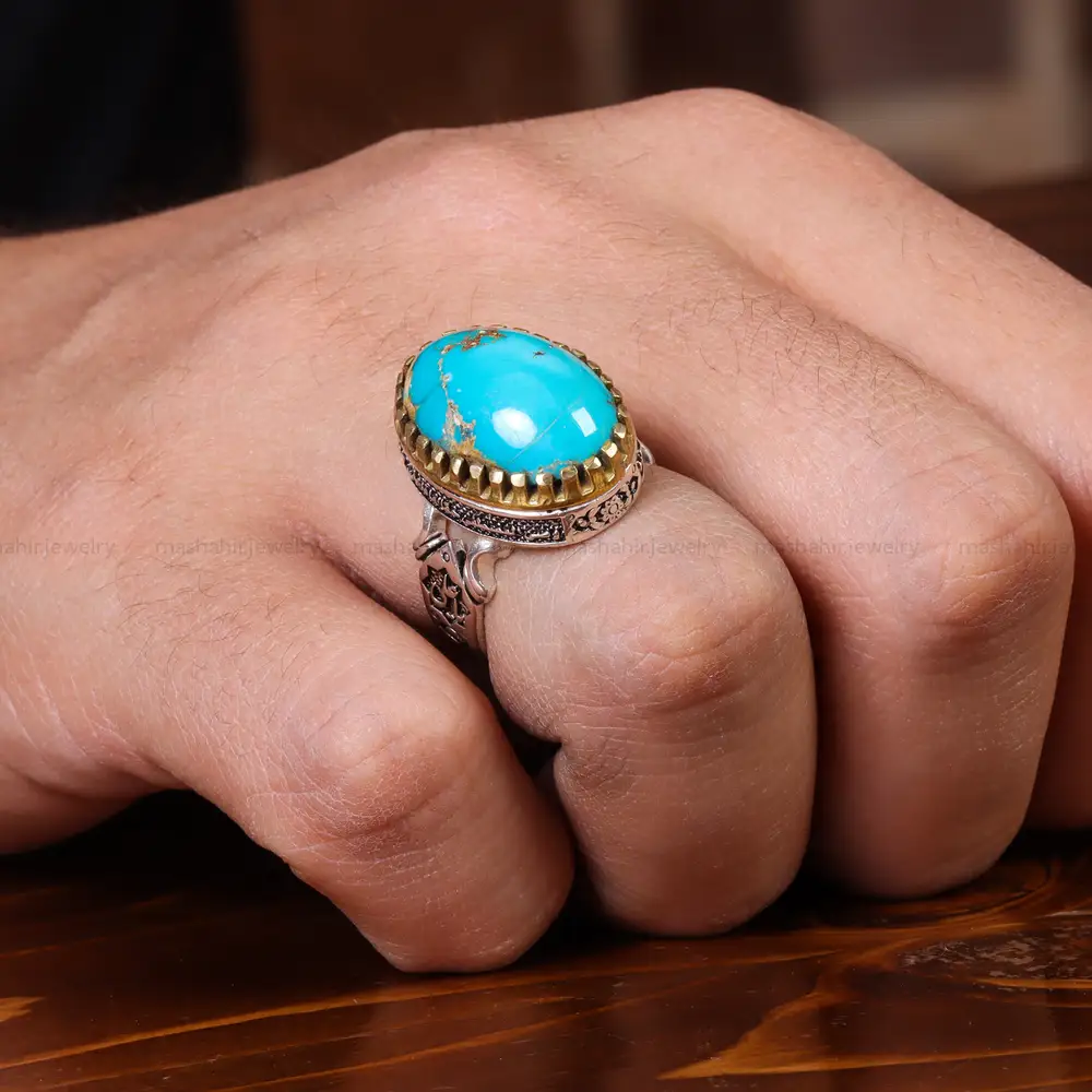 انگشتر فیروزه شجری مردانه کد 22736