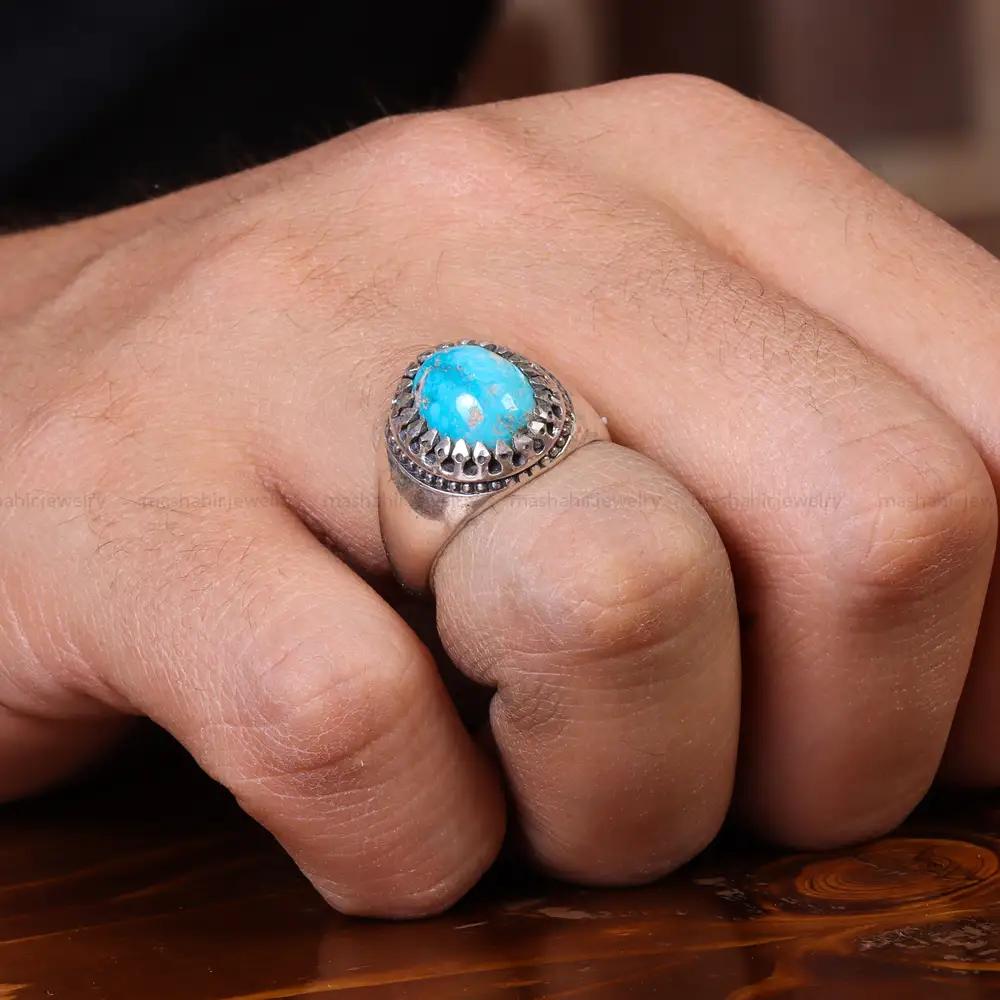انگشتر فیروزه شجری مردانه کد 22742