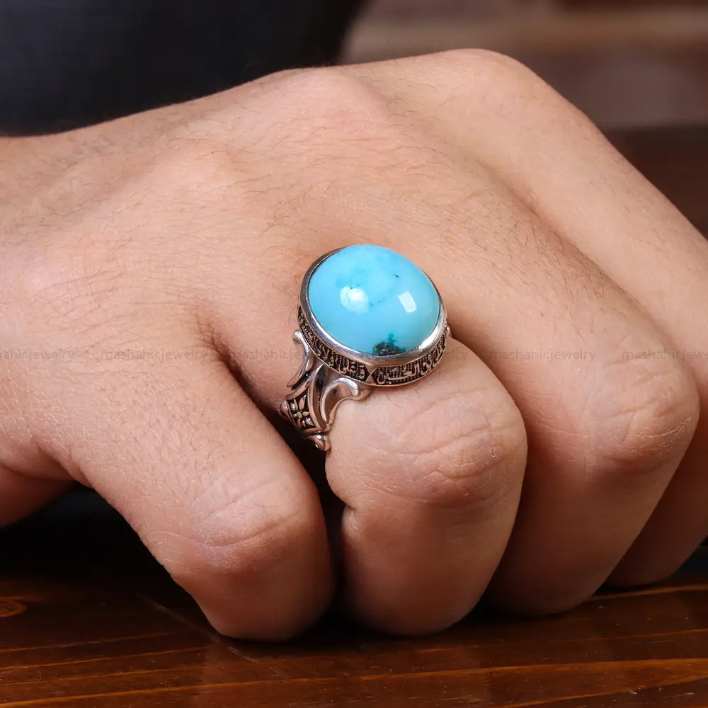 انگشتر فیروزه عجمی مردانه کد 22801