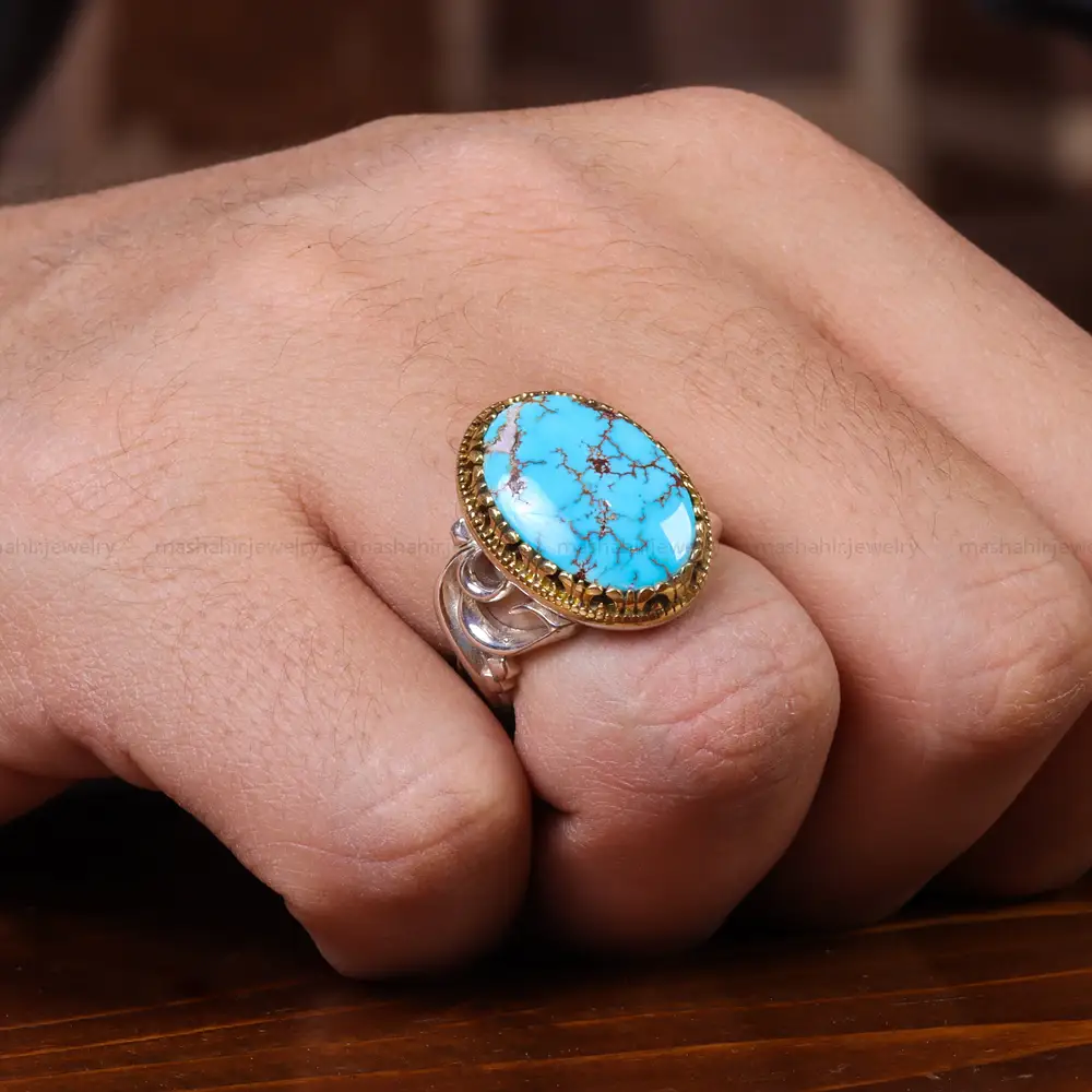 انگشتر فیروزه شجری مردانه کد 22803