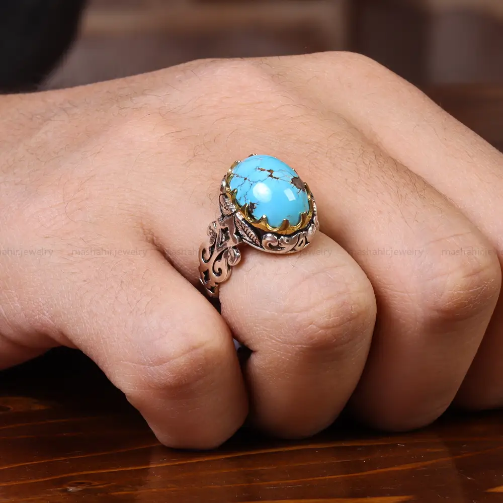 انگشتر فیروزه شجری مردانه کد 22813