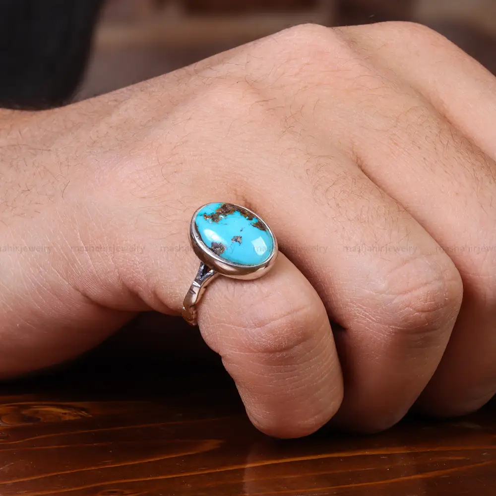 انگشتر فیروزه شجری مردانه کد 22819