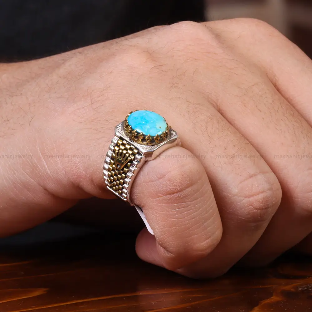 انگشتر فیروزه عجمی مردانه کد 22823