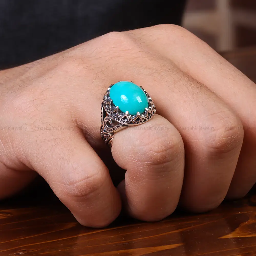 انگشتر فیروزه عجمی مردانه کد 22852