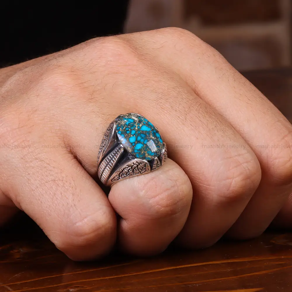 انگشتر فیروزه شجری مردانه کد 22885