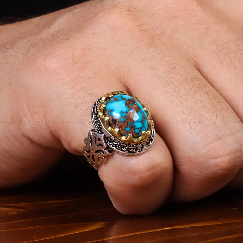 انگشتر فیروزه شجری مردانه کد 22907