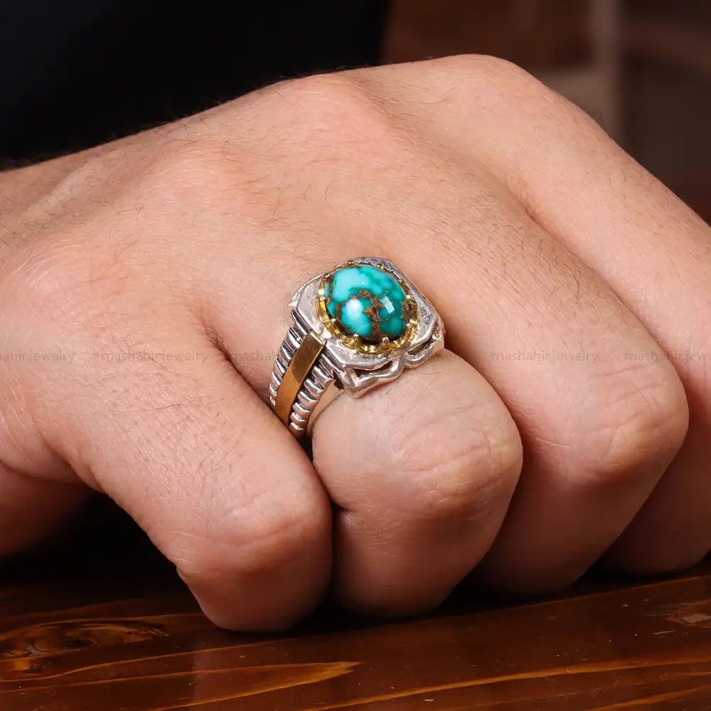 انگشتر فیروزه شجری مردانه کد 22912