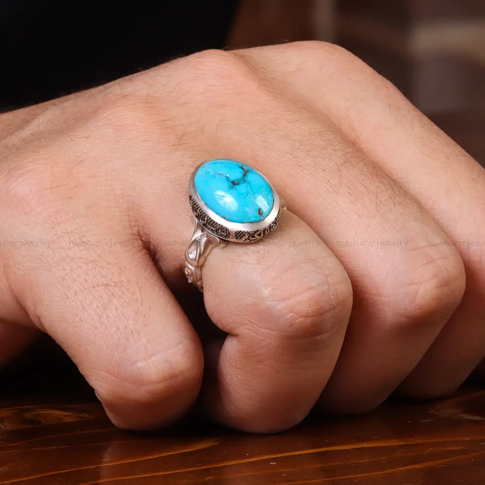 انگشتر فیروزه شجری مردانه کد 22925