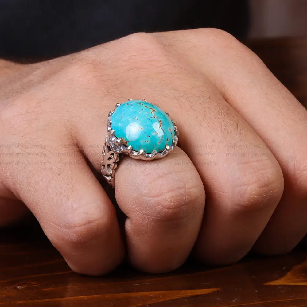 انگشتر فیروزه شجری مردانه کد 22932