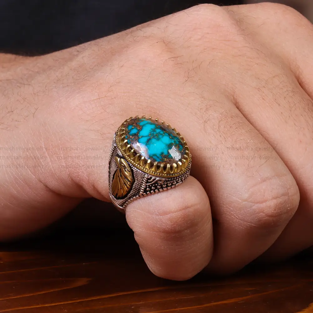 انگشتر فیروزه شجری مردانه کد 22935