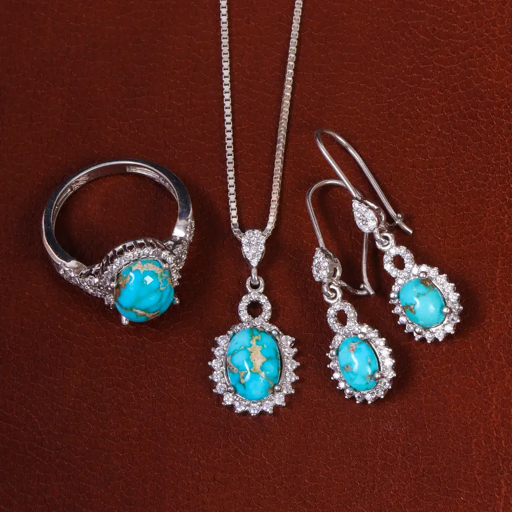 نیم ست فیروزه زنانه کد 23061