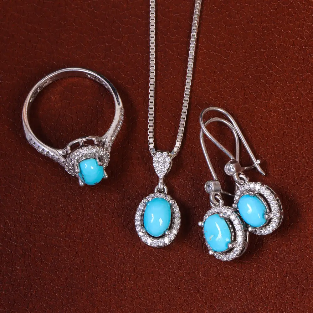 نیم ست فیروزه زنانه کد 23062