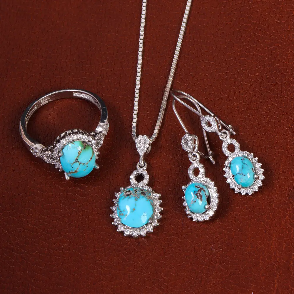 نیم ست فیروزه زنانه کد 23064