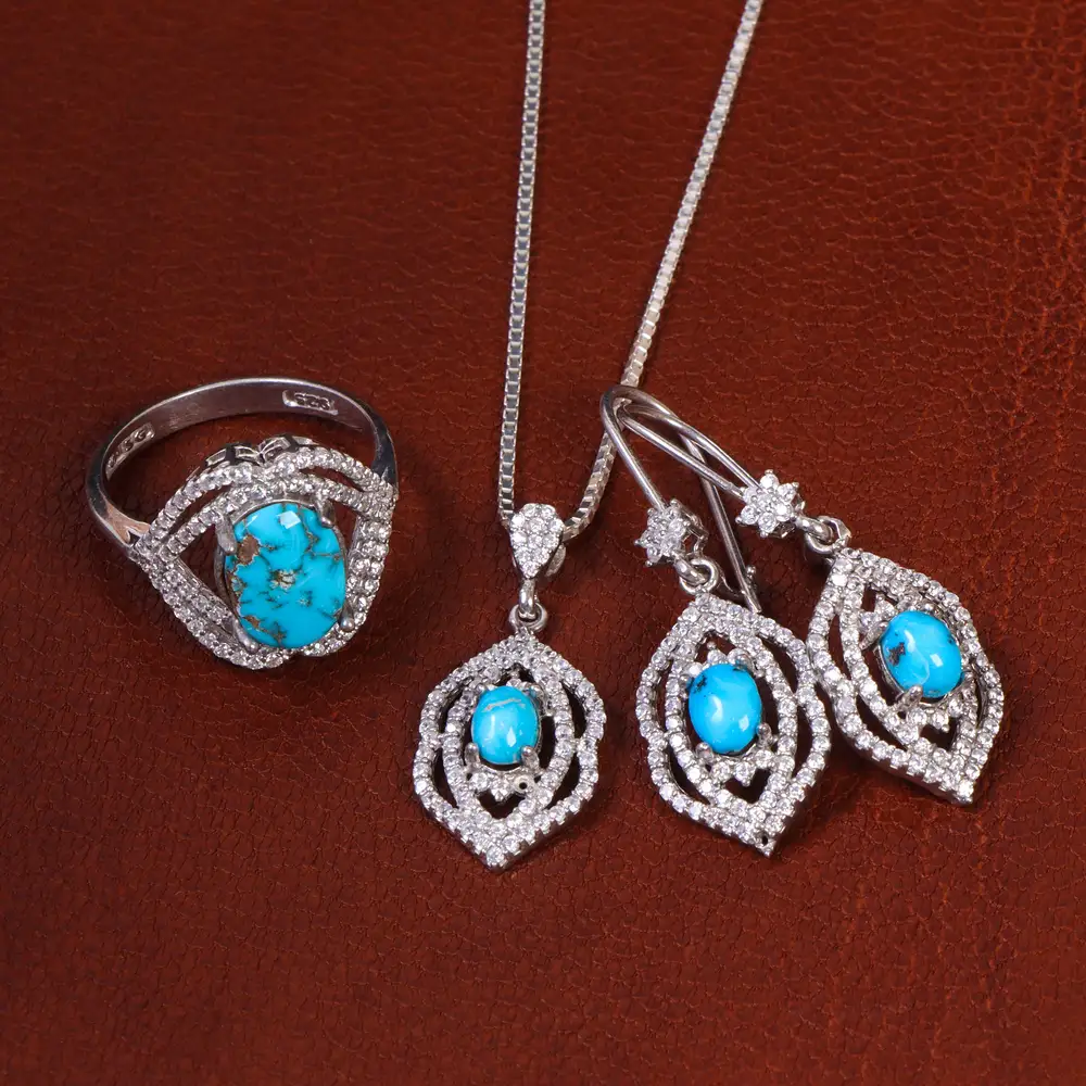 نیم ست فیروزه زنانه کد 23068