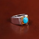 انگشتر فیروزه عجمی مردانه کد 23105