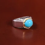 انگشتر فیروزه عجمی مردانه کد 23110